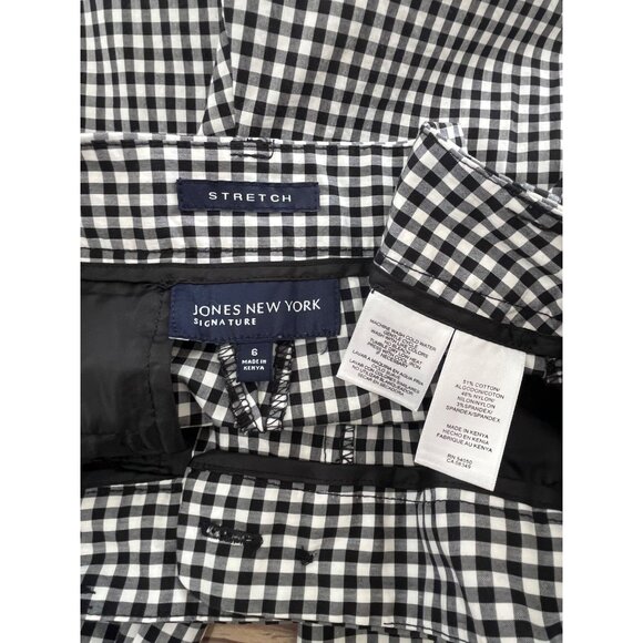 Jones New York Gingham Cropped Pants Womens 6 Black Cottage Core Retro - Picture 3 of 6